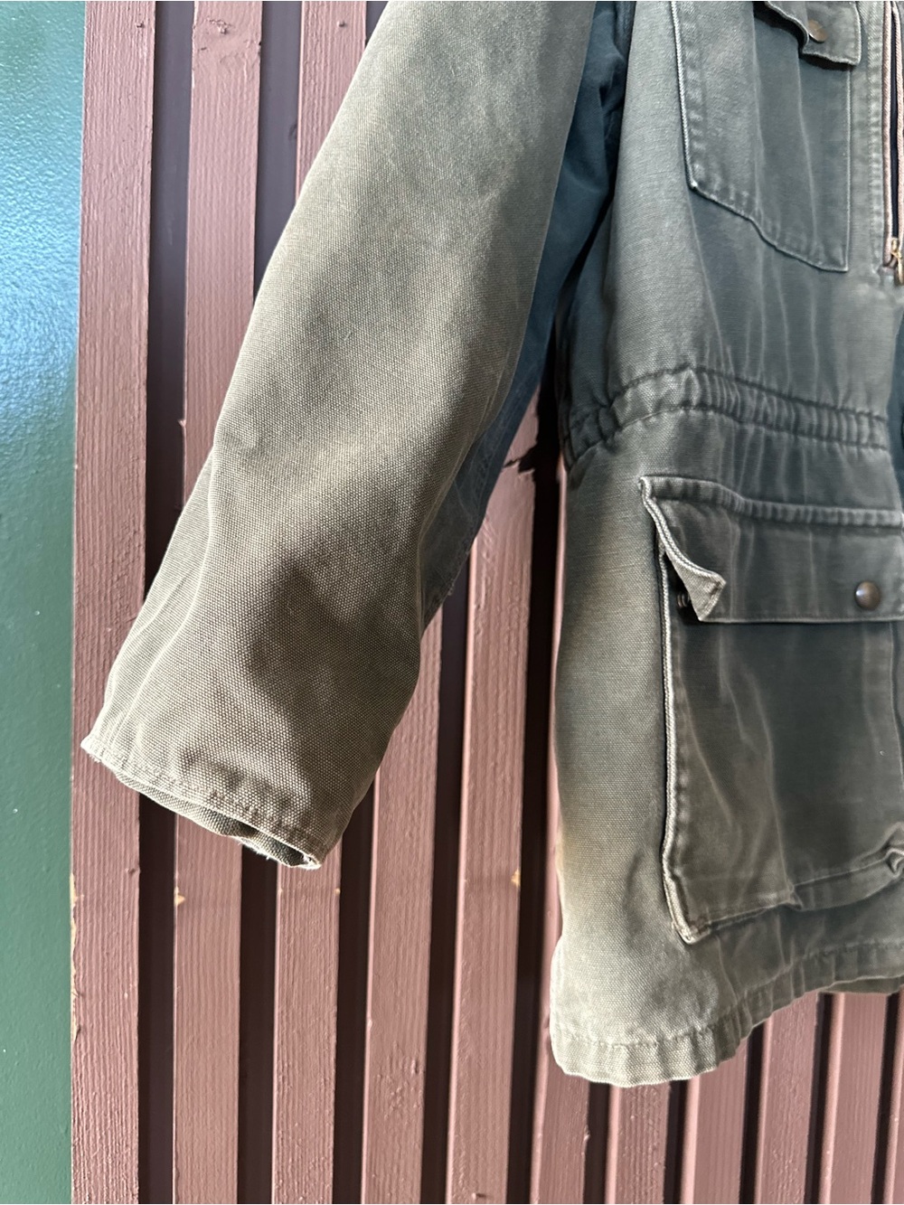 Carhartt Vintage 90s Chore Coat XL Forest Green Cotton Canvas Blanket-Lined - Picture 3 of 16
